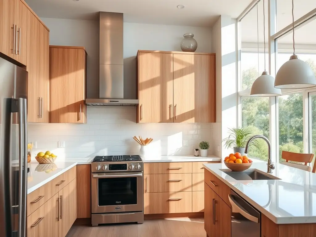 A beautifully renovated kitchen with stainless steel appliances, granite countertops, and custom cabinetry, representing Strom Construction & Remodeling's expertise in home renovations.